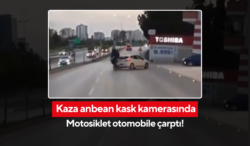 Kask kamerası her şeyi kaydetti... Motosiklet otomobile arkadan çarptı