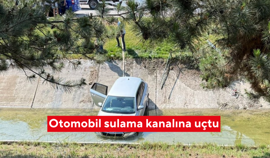 Otomobil sulama kanalına uçtu