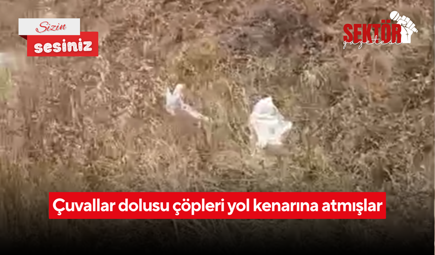 Çuvallar dolusu çöpleri yol kenarına atmışlar