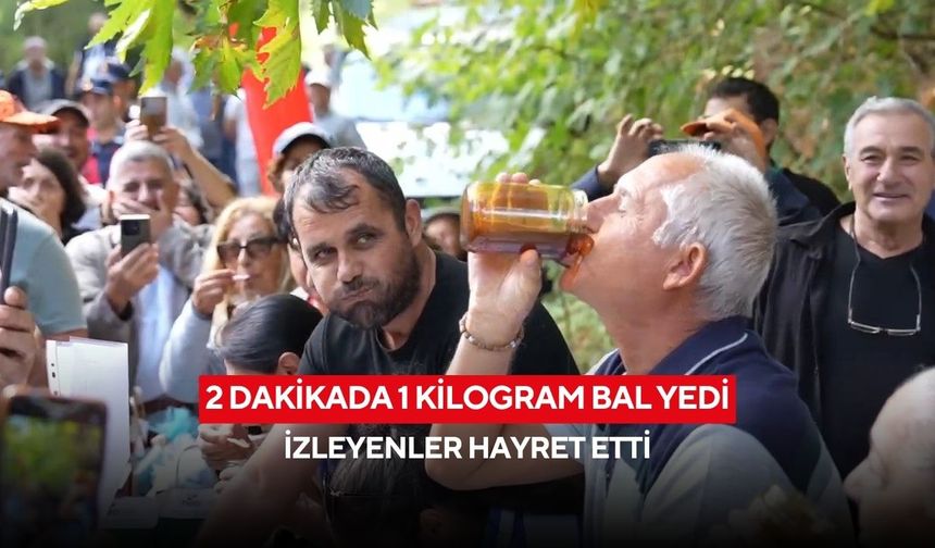 Bal yeme yarışması nefes kesti: 2 dakikada 1 kilo bal!