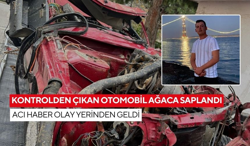 Kontrolden çıkan otomobil ağaca saplandı: Acı haber olay yerinden geldi