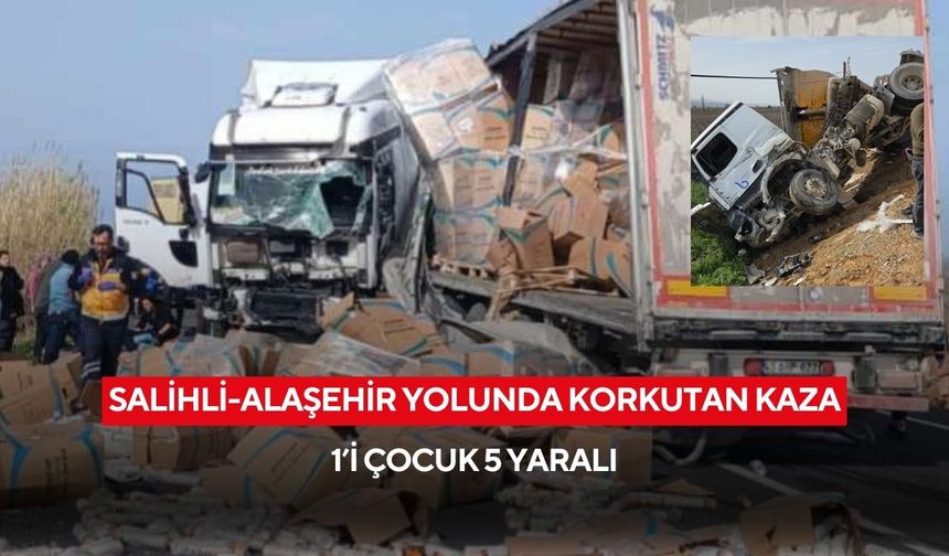 Salihli’de 3 araçlı zincirleme kaza: 1’i çocuk 5 yaralı