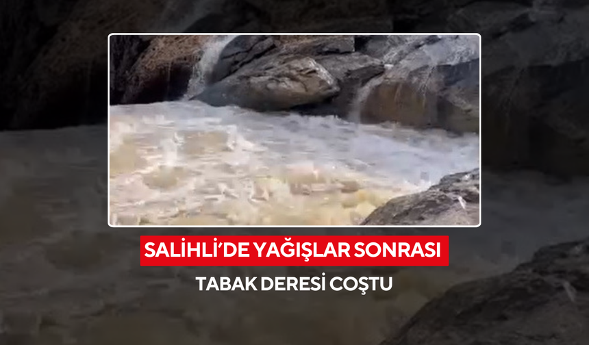 Salihli’de yağışlar sonrası Tabak Deresi coştu