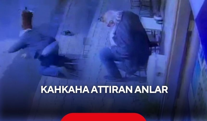 Kahkaha attıran anlar! Taburede uyuyakalınca yere düştü... | Güvenlik kamerasına yansıyan işte o komik an!
