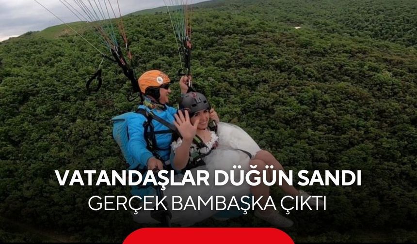 Gökyüzünde gelinlikli kadını görenler damadı aradı... Gerçek yere indikten sonra ortaya çıktı...