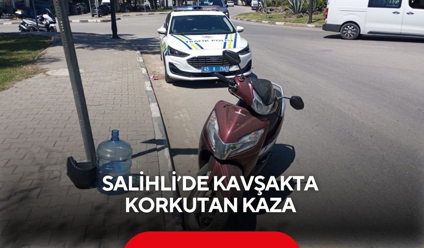 Salihli’de kavşakta korkutan kaza