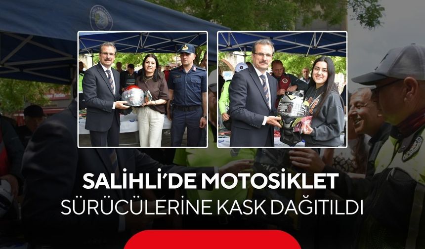 Salihli’de motosiklet sürücülerine kask dağıtıldı: Güvenli sürüş için farkındalık