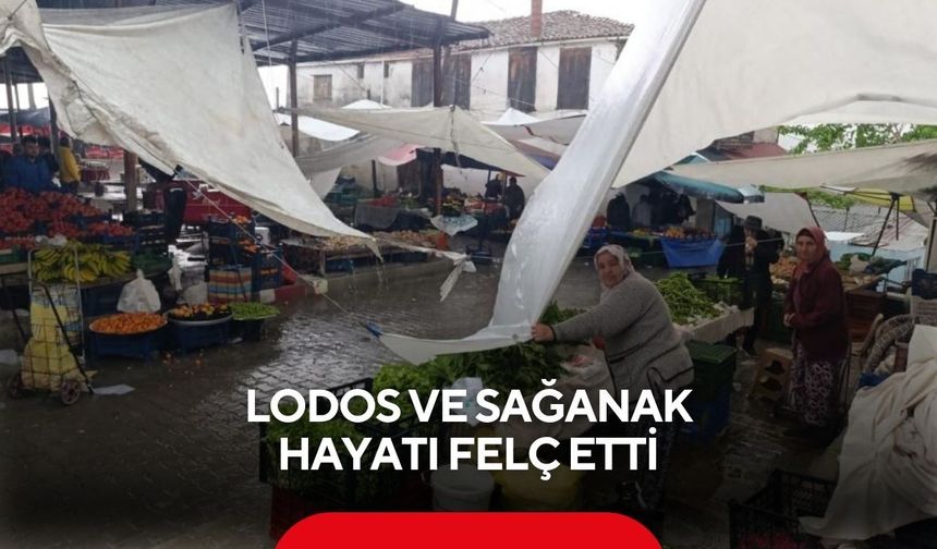İlçede lodos ve sağanak hayatı felç etti