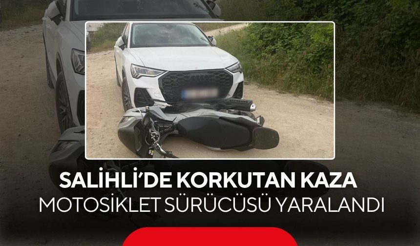 Salihli’de otomobil ile motosiklet çarpıştı: 1 yaralı