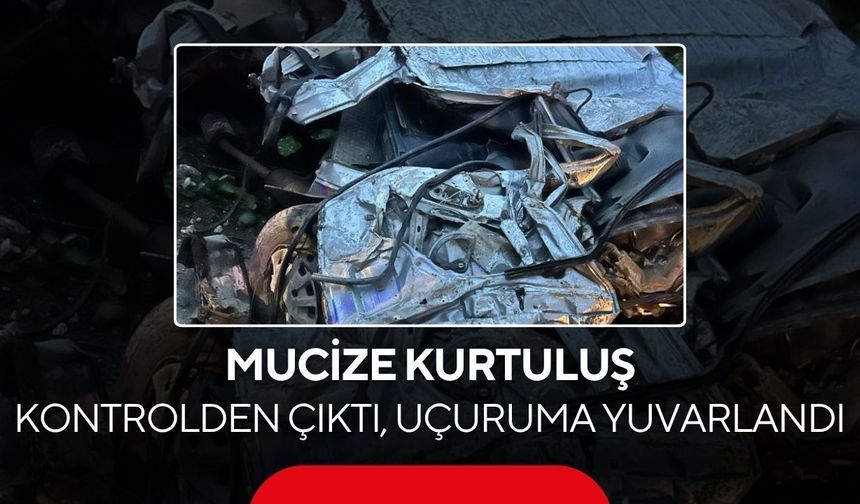 Mucize kurtuluş! Yüzlerce metrelik yamaçtan böyle yuvarlandı...