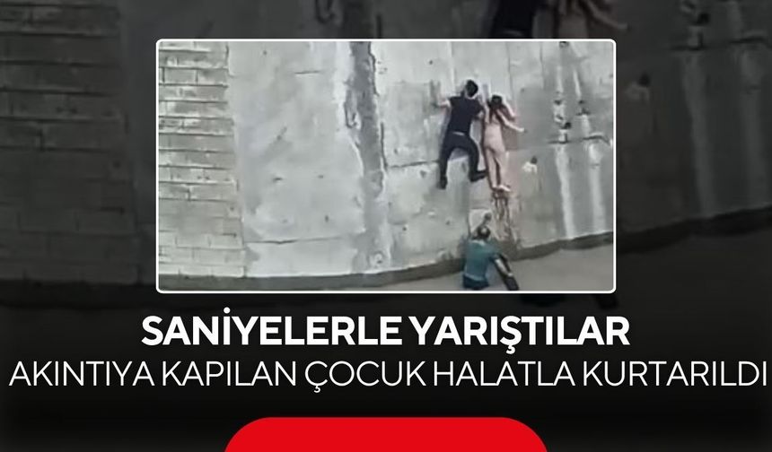 Vatandaşlar seferber oldu! Dereye düşen 11 yaşındaki çocuk halatla böyle kurtarıldı...