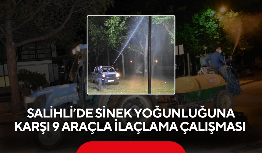 Salihli’de sinek yoğunluğuna karşı 9 araçla ilaçlama çalışması