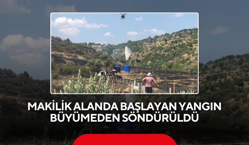Makilik alanda başlayan yangın büyümeden söndürüldü