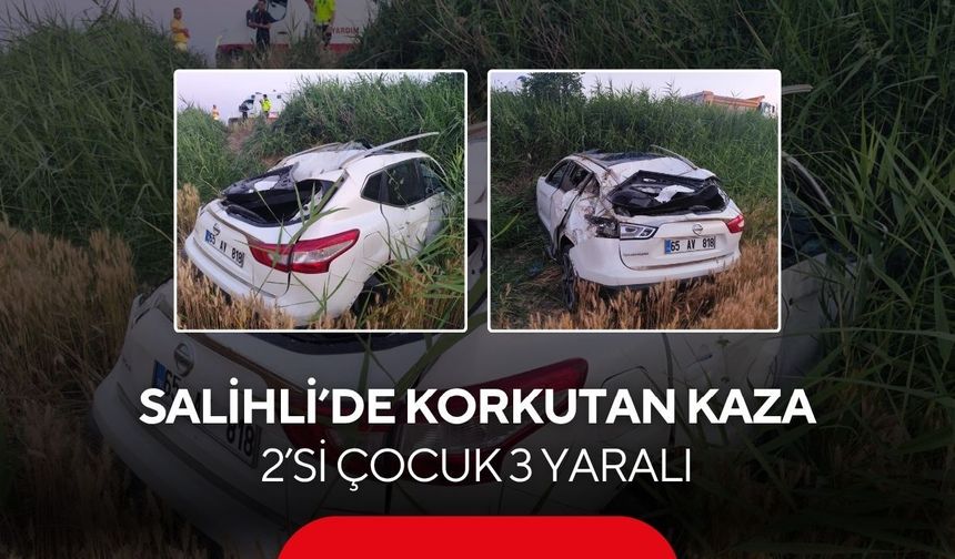 Salihli’de korkutan kaza: 2’si çocuk 3 yaralı