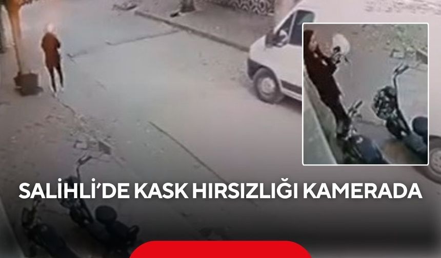 Salihli’de pes dedirten hırsızlık: Kaskı çalıp başına taktı