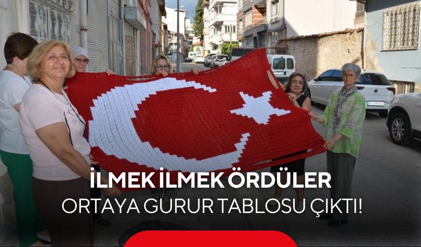 15 kadın 10 günde ilmek ilmek ördü! 1.813 motiften dev Türk bayrağı...