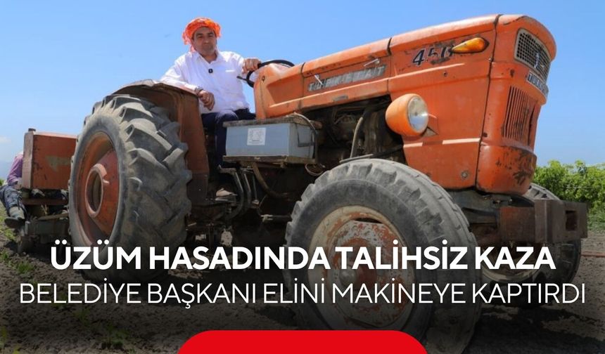 Üzüm hasadında korkutan kaza! Saruhanlı Belediye Başkanı elini makineye kaptırdı