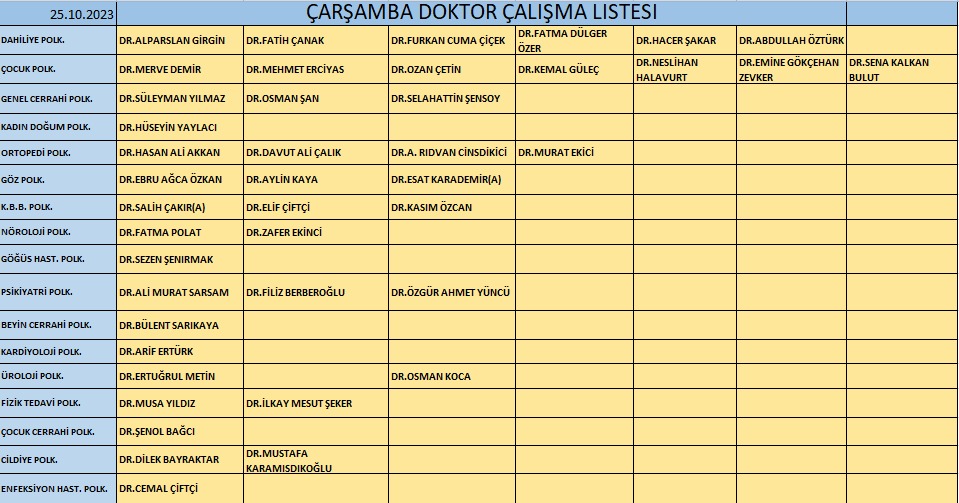 ÇARŞAMBA LİSTE-1