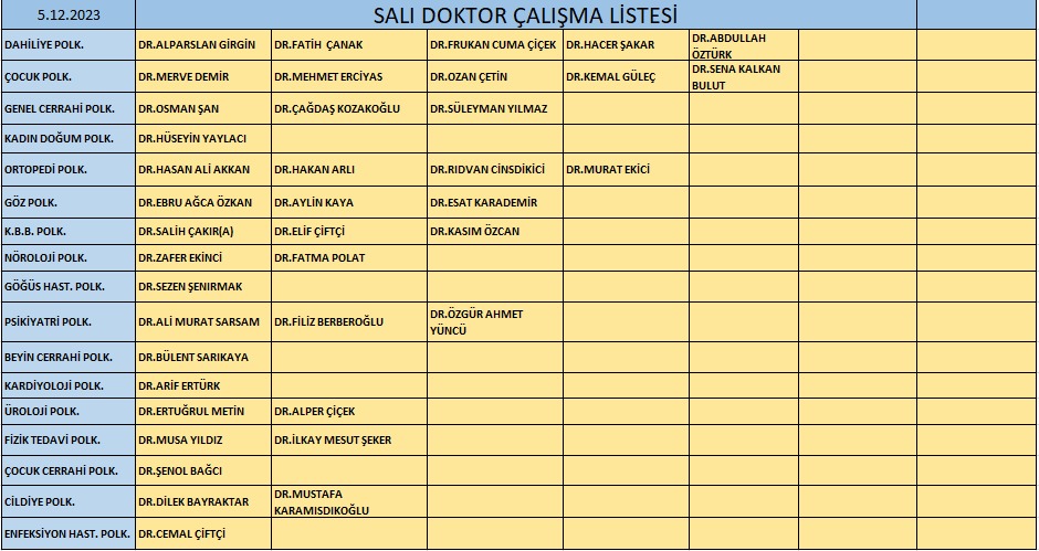 SALI LİSTESİ