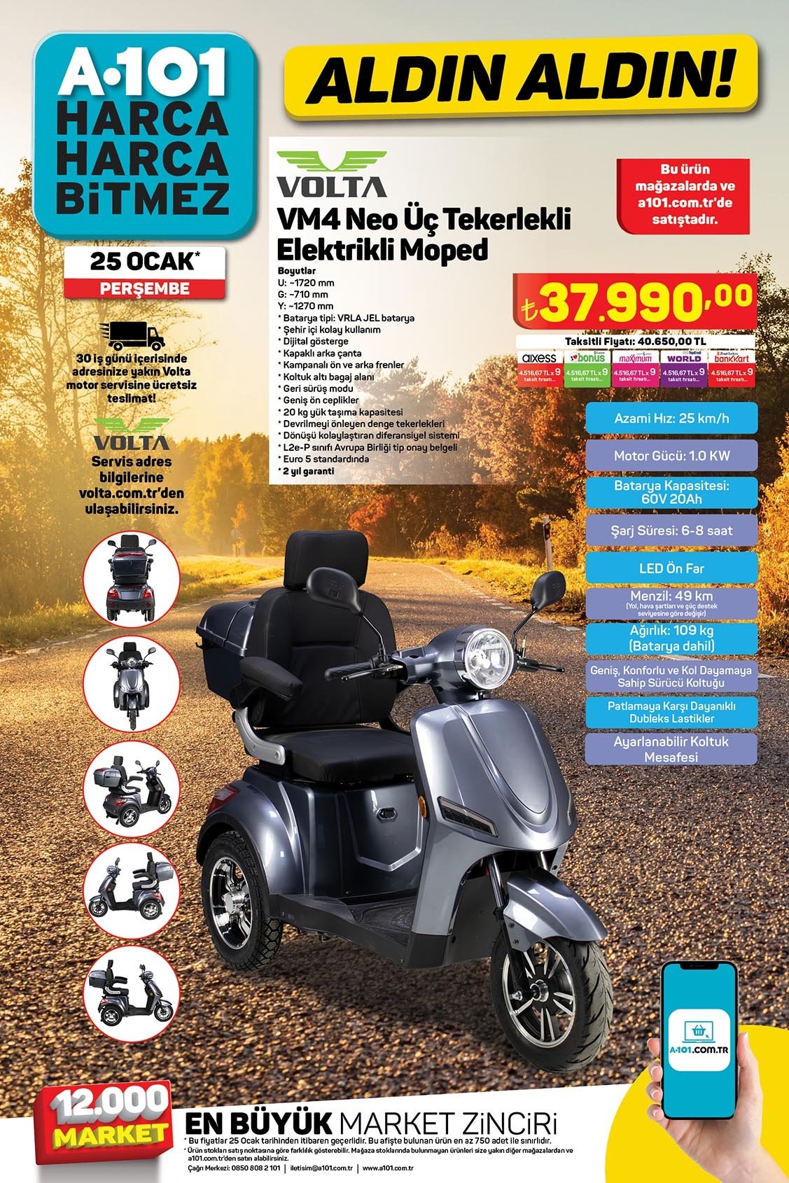 A101 3 Tekerli Elektrikli Moped