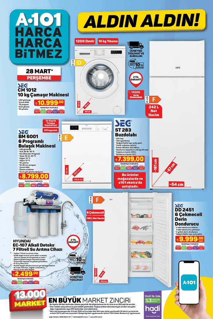 A101 Beyaz Esya 28 Mart Persembe