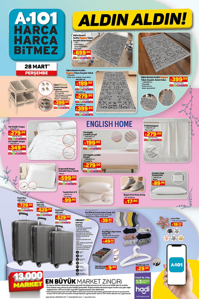A101 English Home 28 Mart Indirimli Urunler