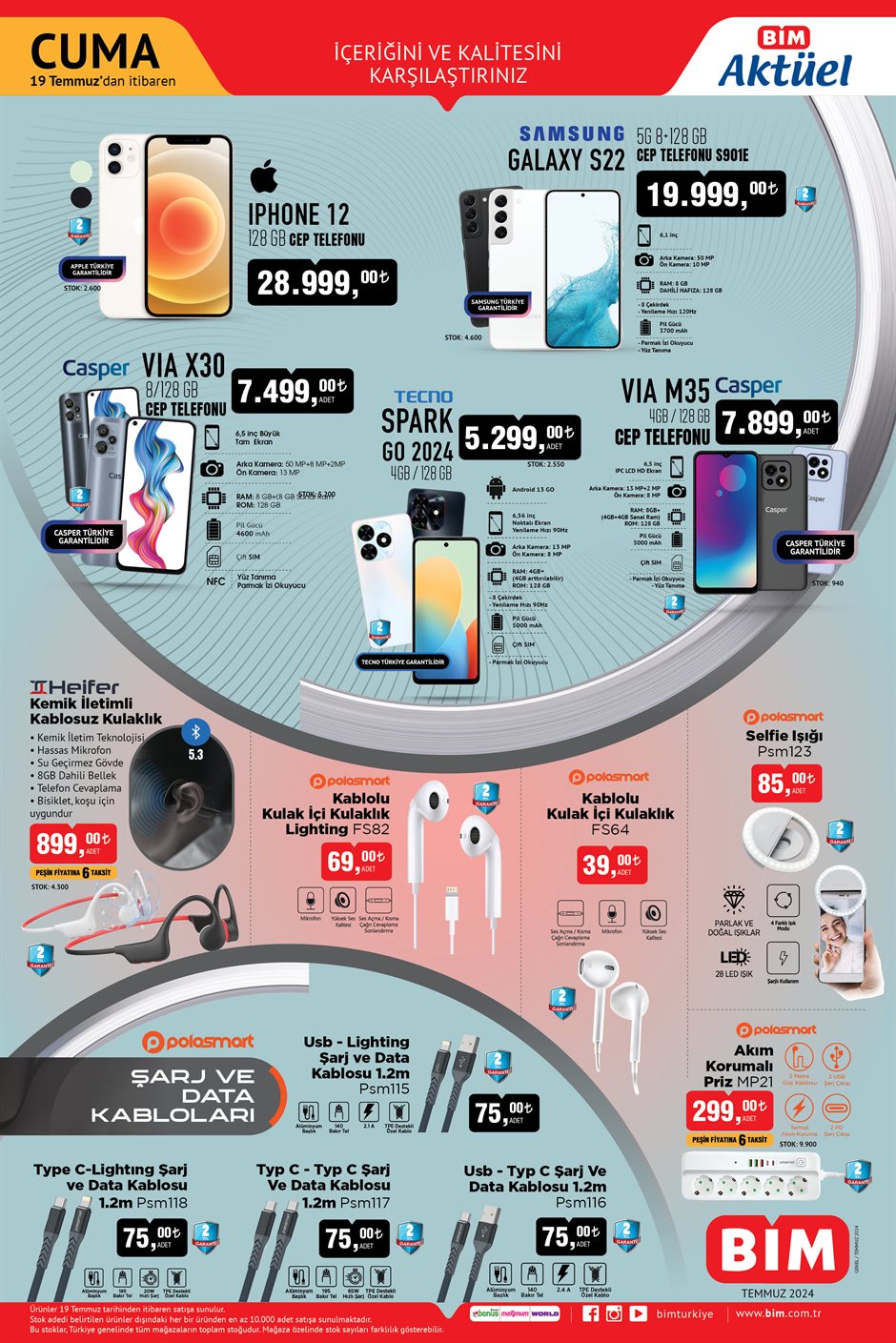 Bi̇m 19 Temmuz Aktüel Katalog Telefon Kulaklik Şarj