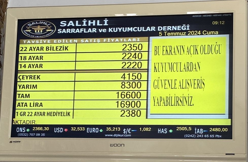 Salihli 5 Temmuz 2024 Altın Fiyatları