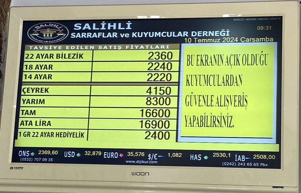 Salihli Altın Fiyatları 10 Temmuz 2024