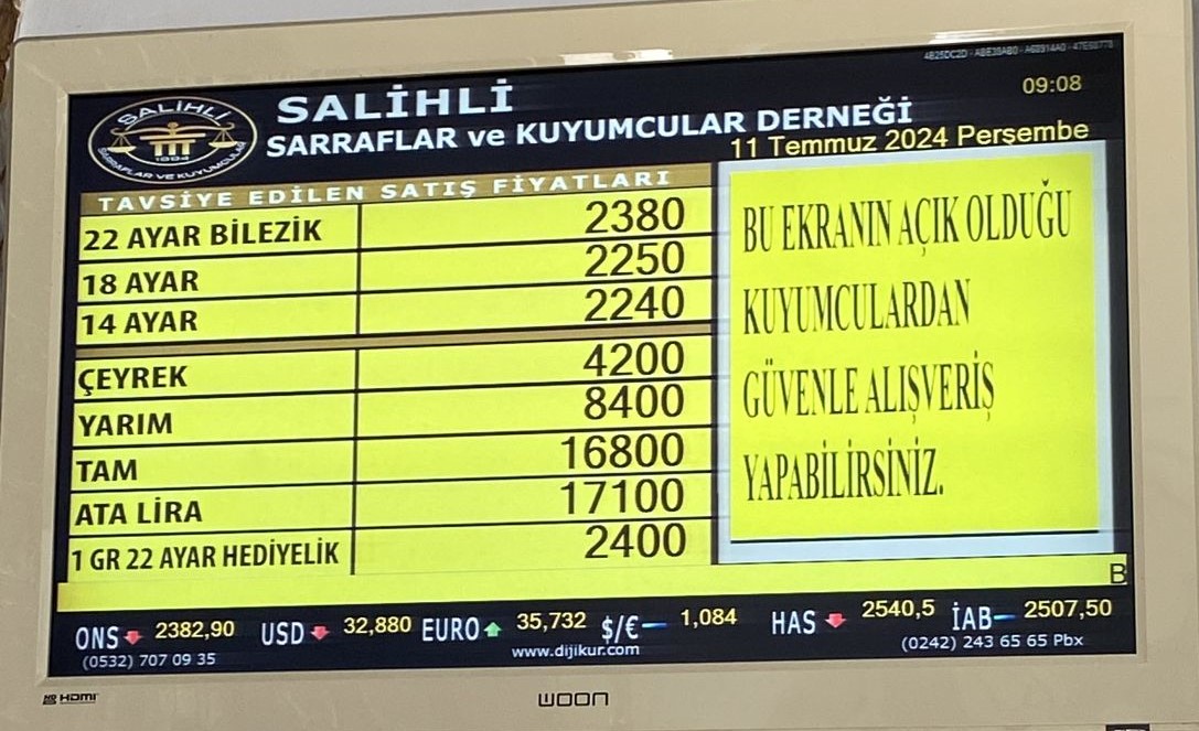 Salihli Altın Fiyatları 11 Temmuz 2024