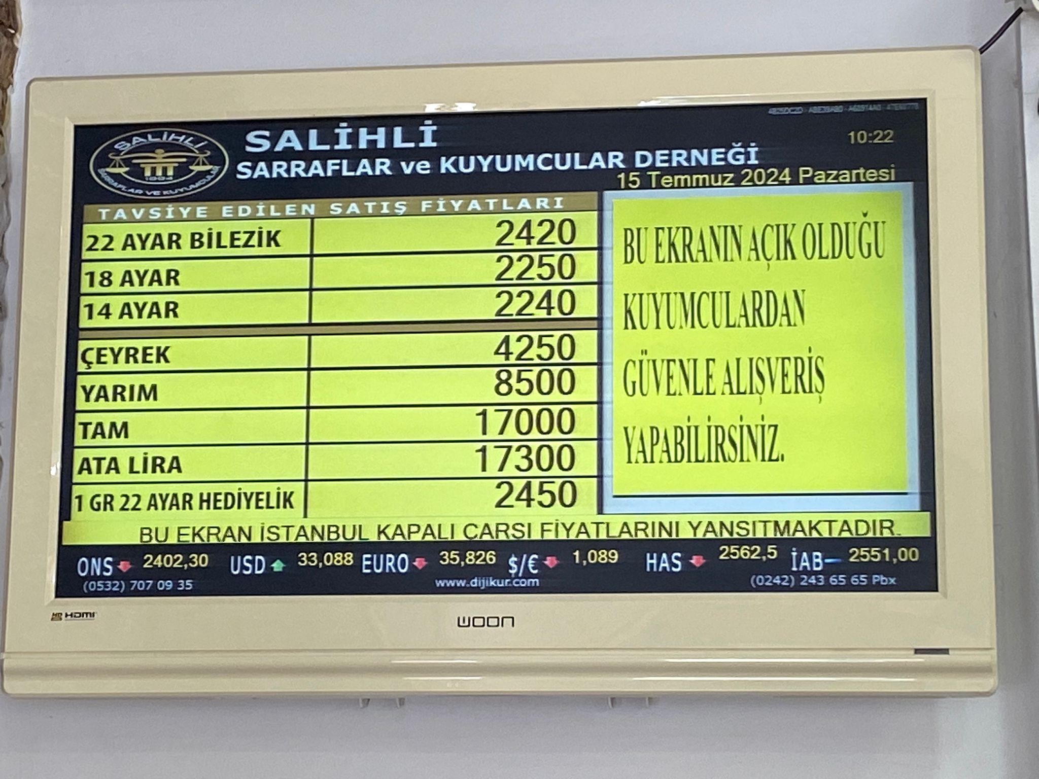 Salihli Altın Fiyatları 15 Temmuz 2024