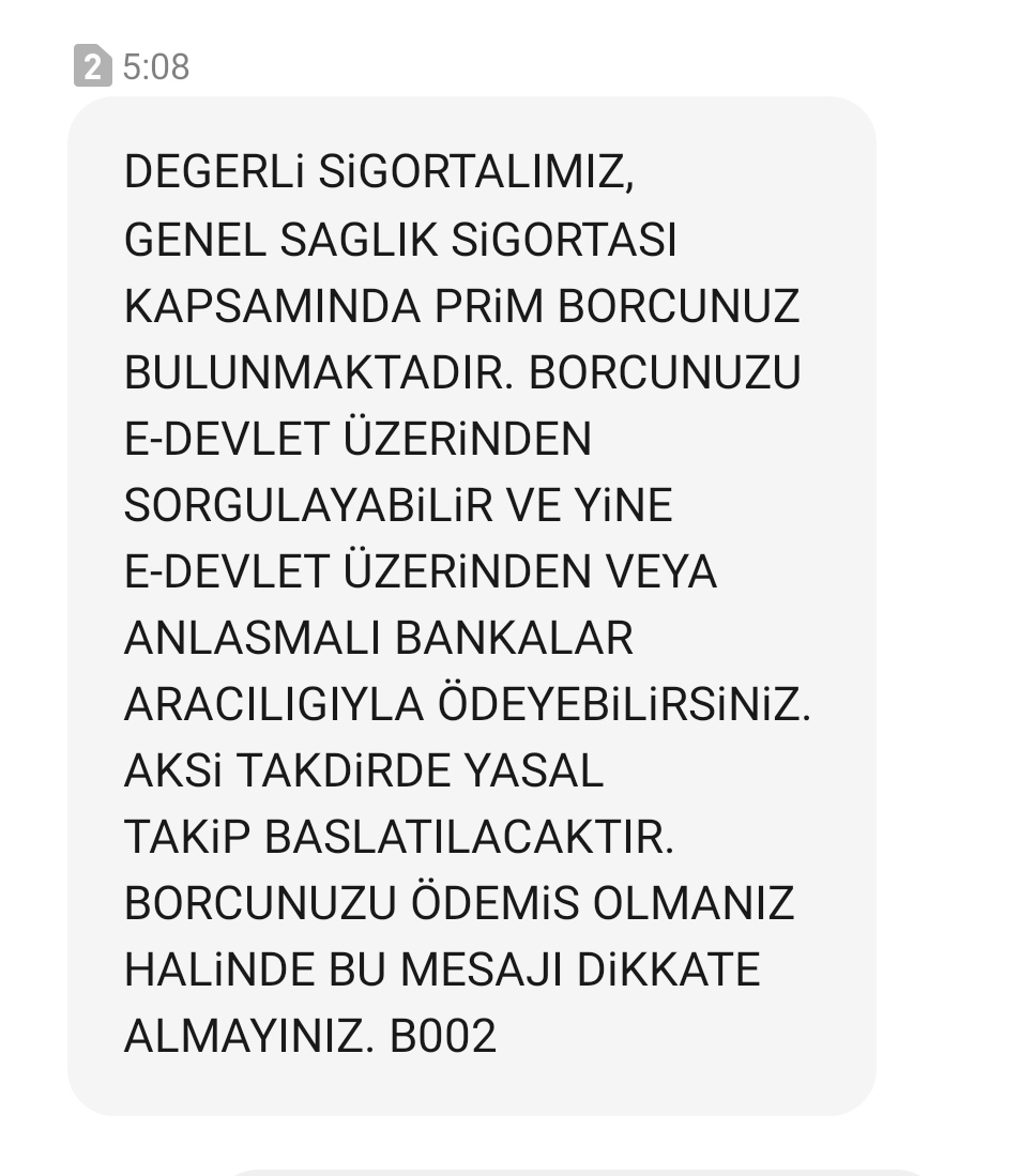 Genel Sağlık Sigortası Mesaj