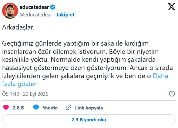 Bogac Soydemir Ozur Aciklamasi