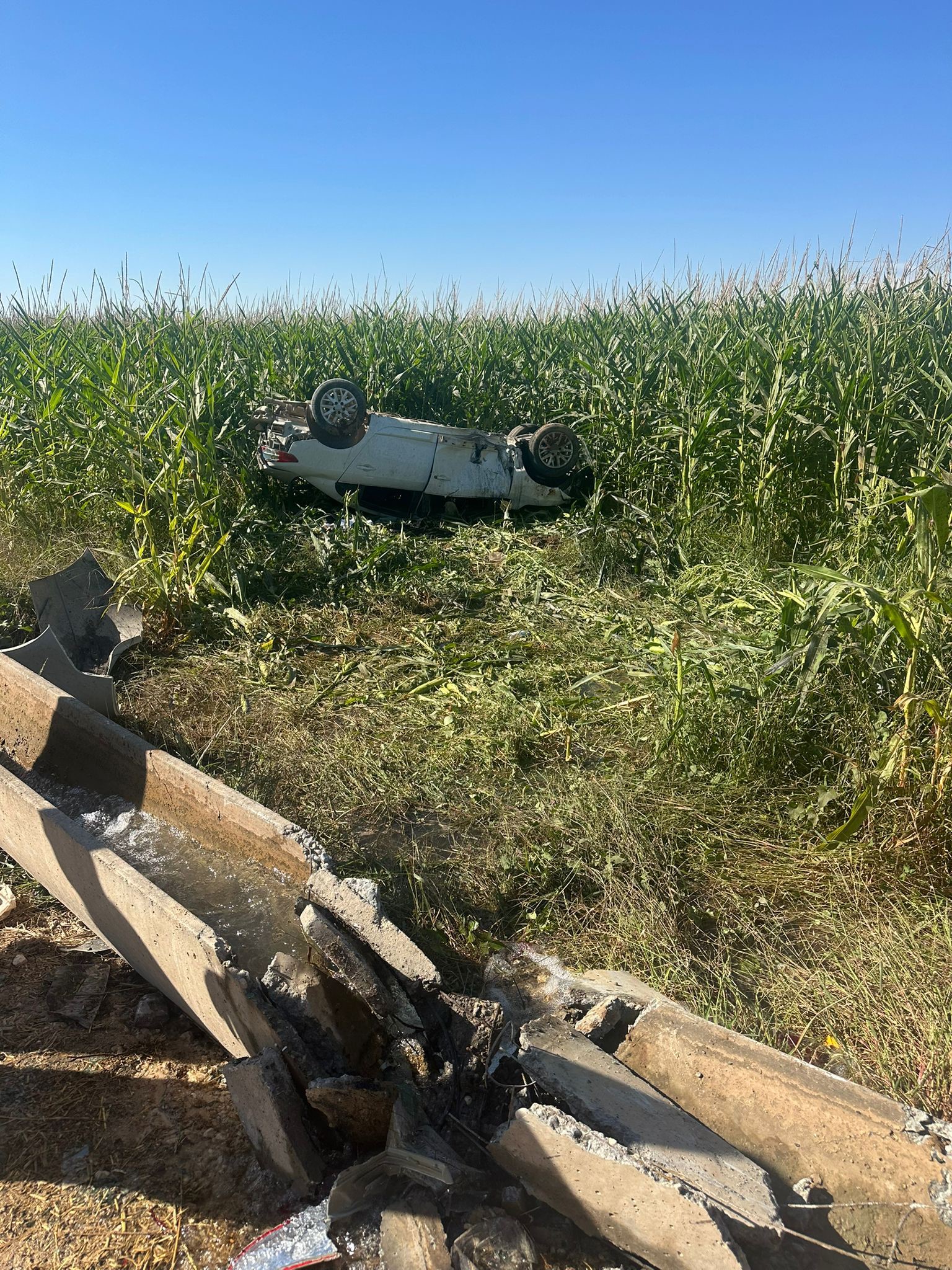 Otomobil Devrildi, Mısır Tarlasına Uçtu 1 Ölü, 1 Ağır Yaralı (2)