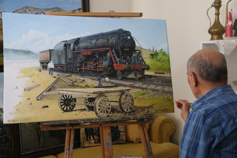 Emekli Istasyon Sefi Arif Sayyar Tren Sevgisini Yagliboya Tablolarinda Yasatiyor (1)-1