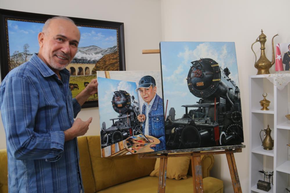 Emekli Istasyon Sefi Arif Sayyar Tren Sevgisini Yagliboya Tablolarinda Yasatiyor (3)