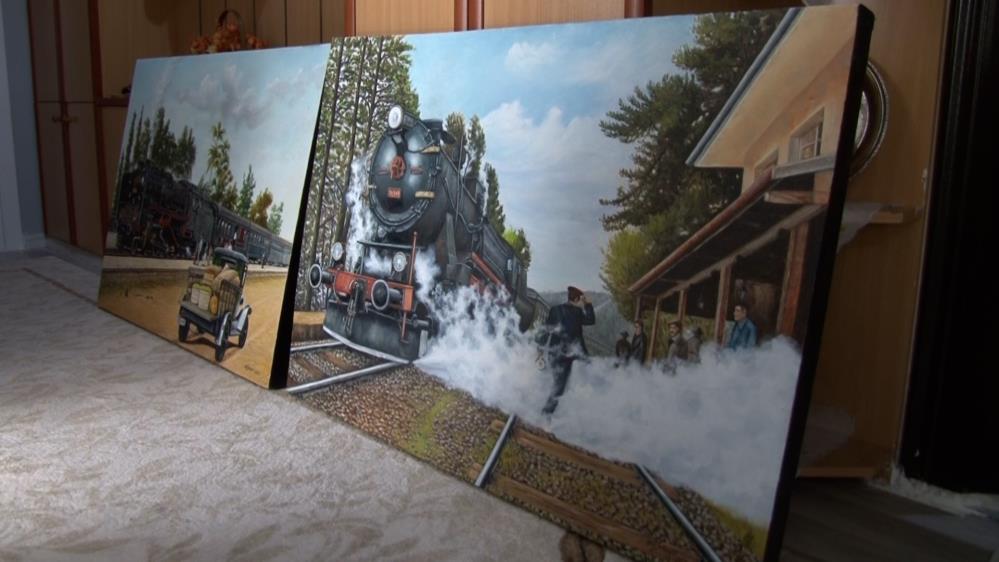 Emekli Istasyon Sefi Arif Sayyar Tren Sevgisini Yagliboya Tablolarinda Yasatiyor (4)