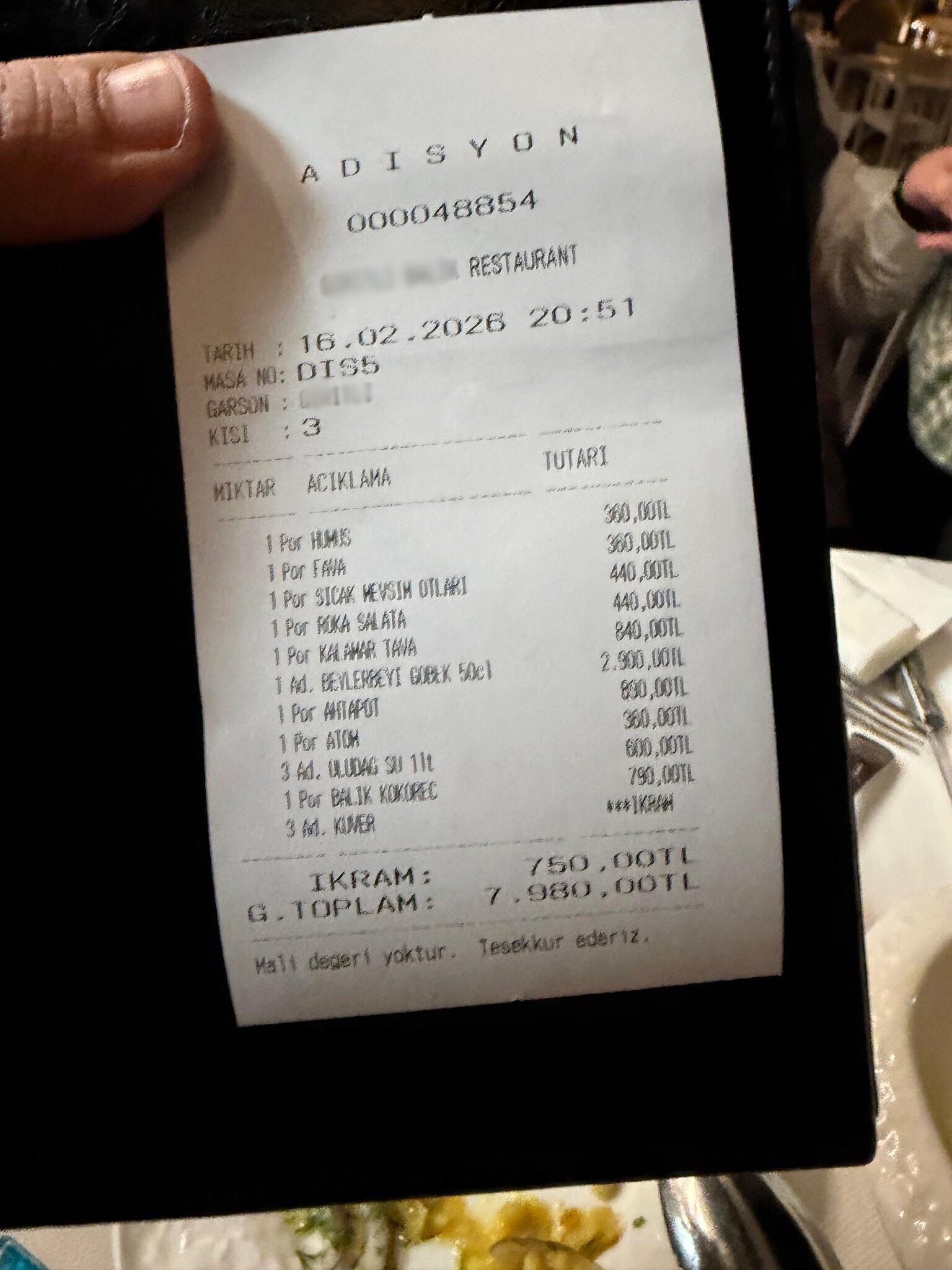 Kapıda Liste Yok, Masada Menü Eksik 600 Tl’lik Su Paylaşımı Sonrası Ceza Geldi (2)