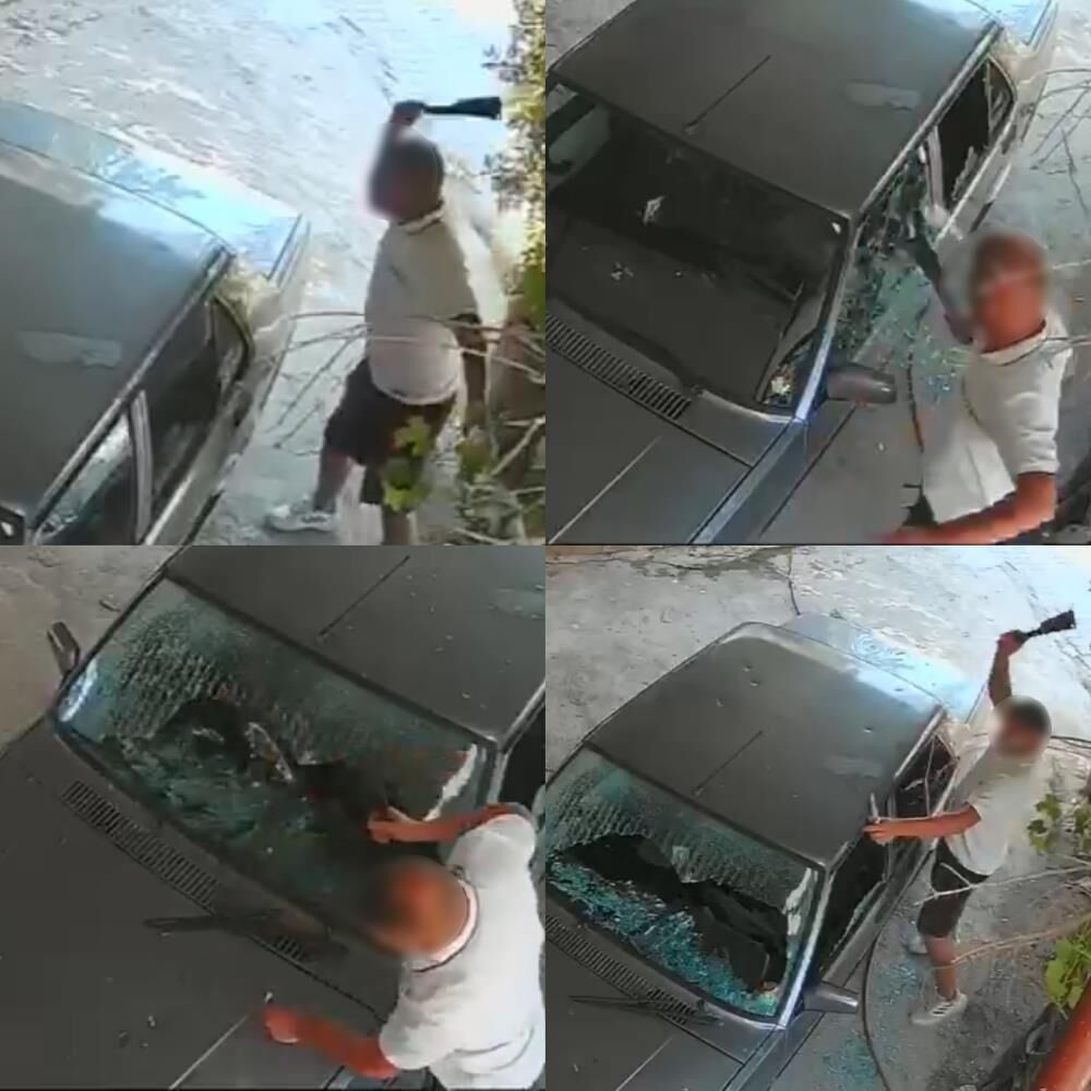 Kadinin Otomobiline Satir Ve Bicakla Saldirdi O Anlar Kamerada (3)