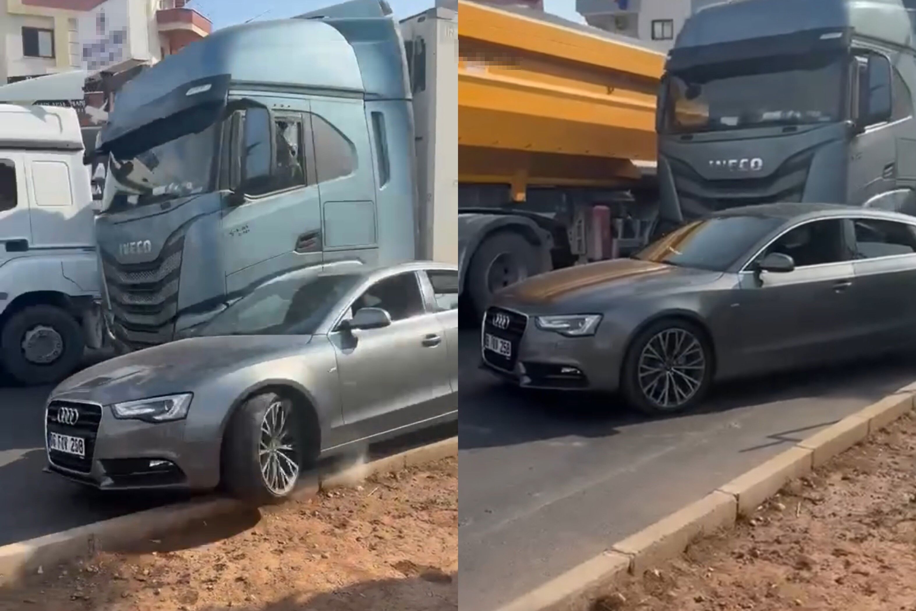 Kazanın Ardından Ortalık Karıştı! Otomobil Sürücüsü Tırın Camını Kırdı (2)