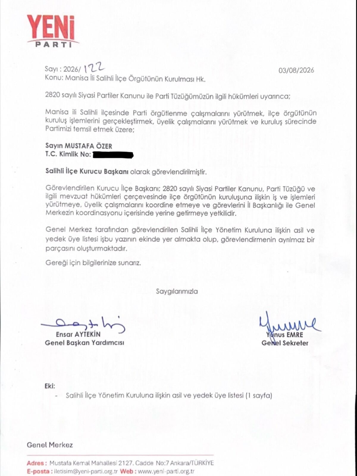 Mustafa Özer, Yeni Parti Salihli Kurucu İlçe Başkanı Oldu (1)-1