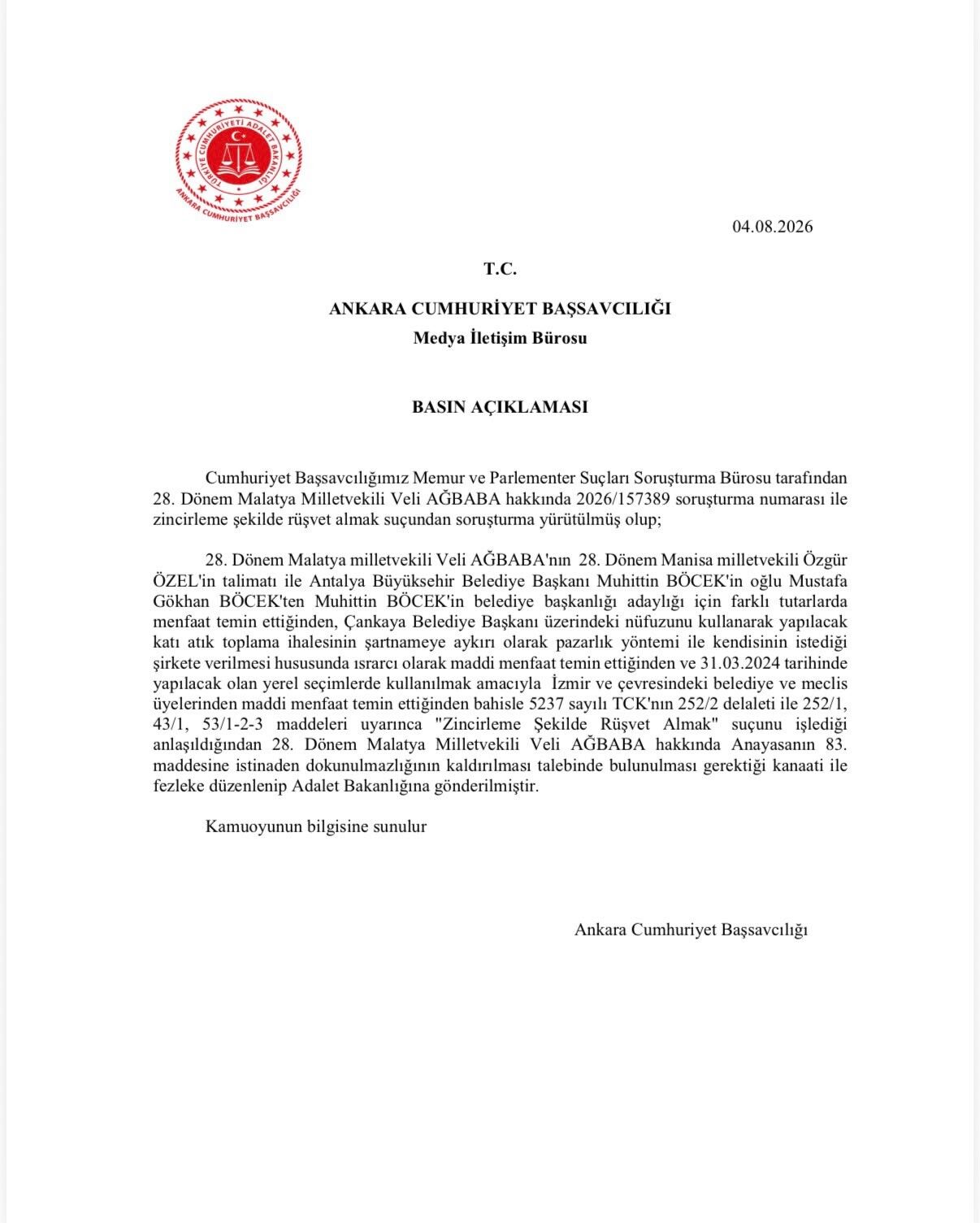 Özgür Özel Ve Veli Ağbaba'nın Dokunulmazlıklarının Kaldırılmasına Yönelik Hazırlanan Fezlekeler Adalet Bakanlığına Gönderildi (1)