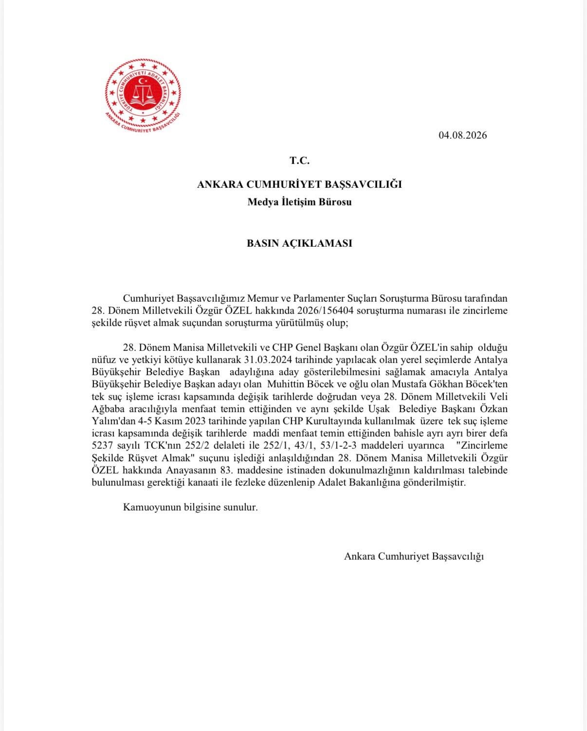 Özgür Özel Ve Veli Ağbaba'nın Dokunulmazlıklarının Kaldırılmasına Yönelik Hazırlanan Fezlekeler Adalet Bakanlığına Gönderildi (4)