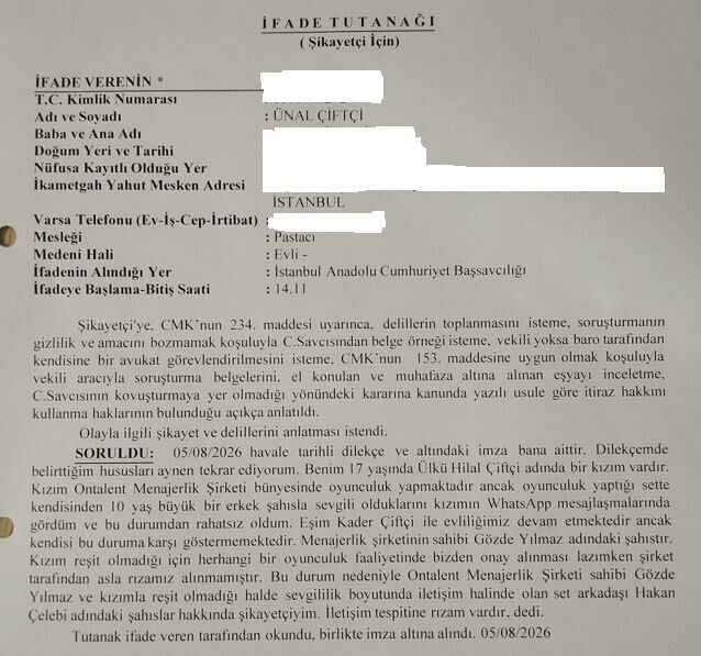Yeraltı Dizisinde Kriz Ülkü Hilal Çiftçi'nin Babasından Hakan Çelebi Ve Ontalent Menajerlik Hakkında Suç Duyurusu (3)